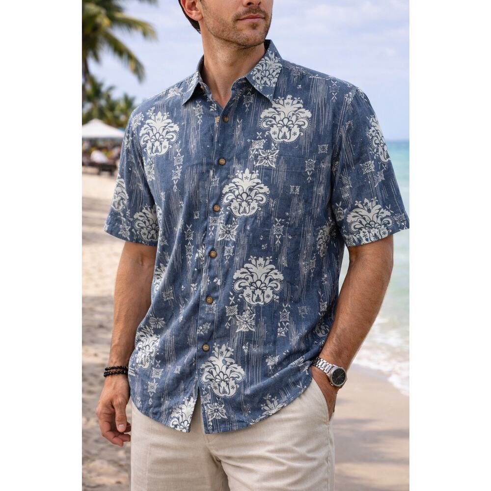 Portofino Silk Blend Shirt Mens XL Coastal Resort Button Up Luxury Fabric